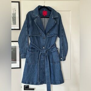 Jennifer Lopez Denim Trench Coat with Belt